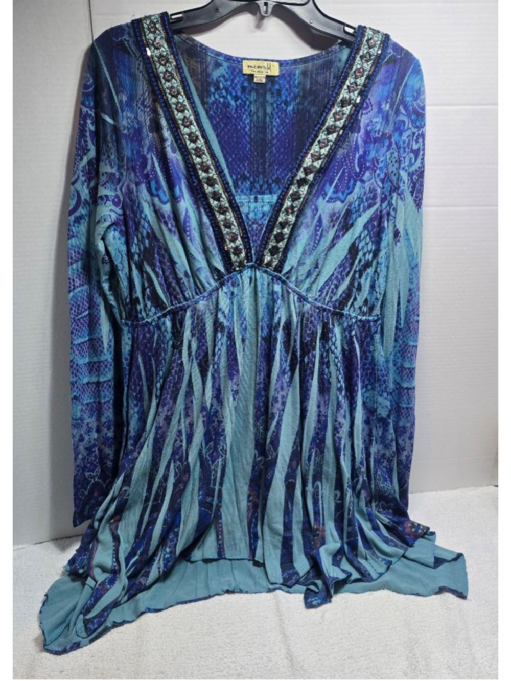 Women's One World Blue Purple Tunic Top L